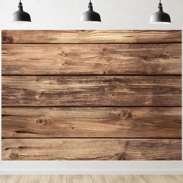 7x5FT Wood Wall Backdrop Natural Brown Wooden Floor Backdrops Photo Props Baby Shower Birthday Wedding Party Retro Wood Wall Background