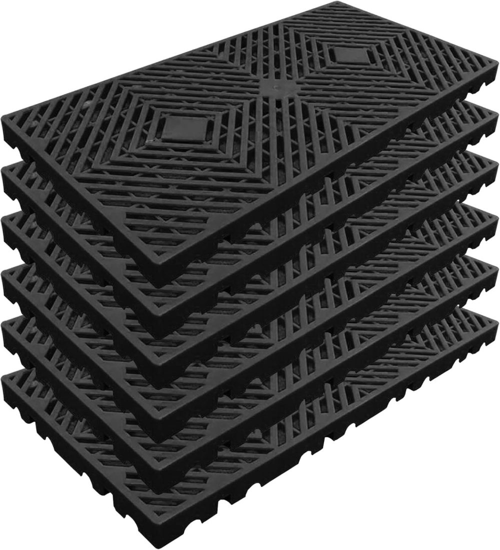Plastic Pallets, Lightweight Moisture-Proof Waterproof Floor Pallet, Breathable Grid Ventilation Storage Pad, Applicable to Indoor and Outdoor, Garages, Kitchen, Basement (6 Pcs 11.8 * 23.6 * 1.18)