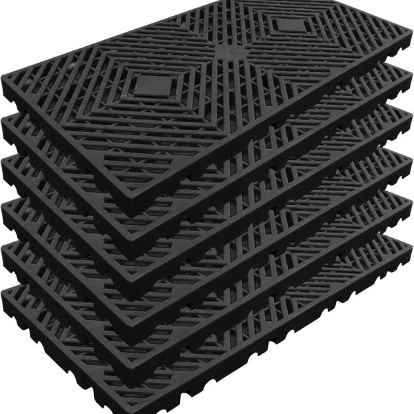 Plastic Pallets, Lightweight Moisture-Proof Waterproof Floor Pallet, Breathable Grid Ventilation Storage Pad, Applicable to Indoor and Outdoor, Garages, Kitchen, Basement (6 Pcs 11.8 * 23.6 * 1.18)