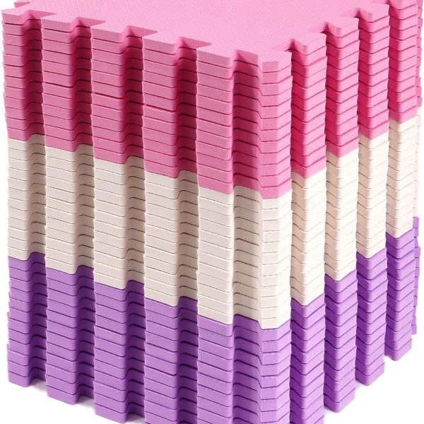 Foam Floor Tiles for Kids - Non-Toxic Comfortable Baby Play Mat and Interlocking Foam Tiles for Crawling & Development, Soft Play Mat for Babies, 36 Tiles Cover 36 SQ SF