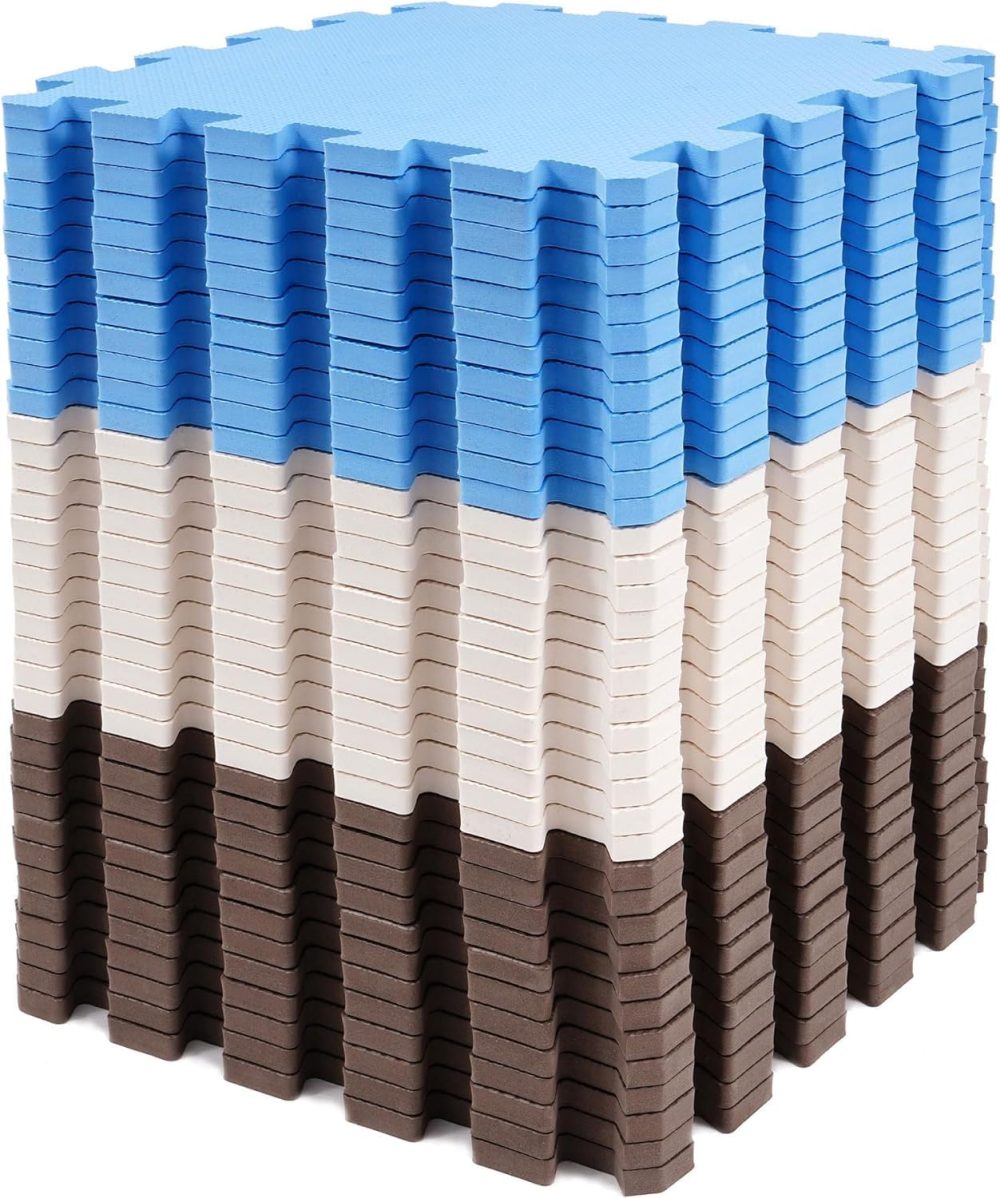 Foam Floor Tiles for Kids - Non-Toxic Comfortable Baby Play Mat and Interlocking Foam Tiles for Crawling & Development, Soft Play Mat for Babies, 36 Tiles Cover 36 SQ SF