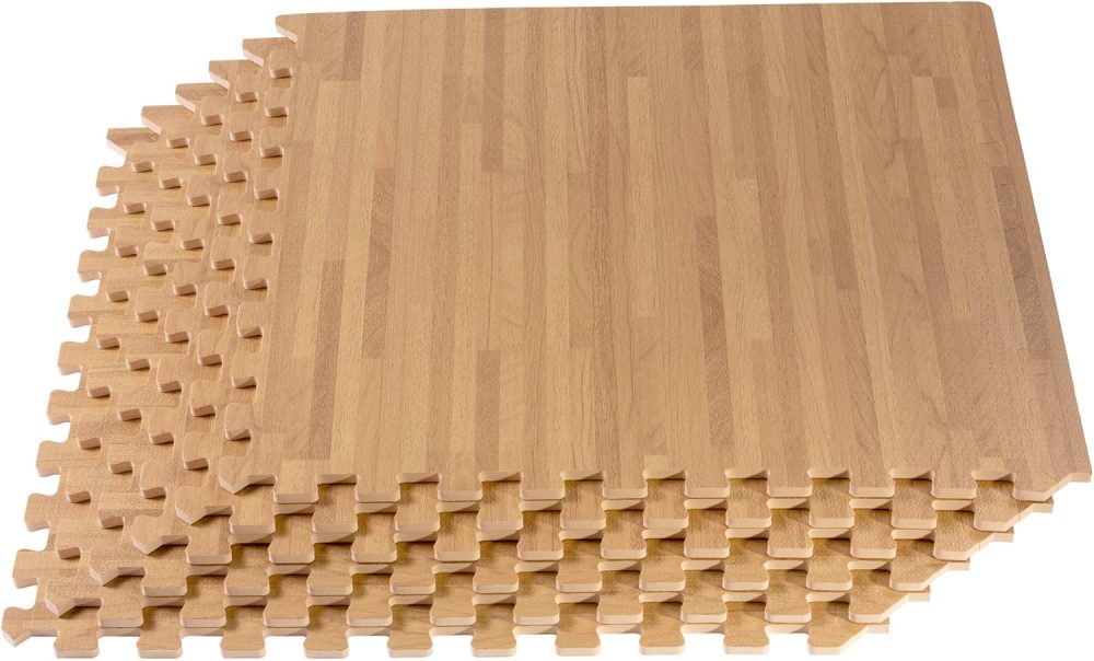3/8 Inch Thick Printed Foam Tiles, Premium Wood Grain Interlocking Foam Floor Mats, Anti-Fatigue Flooring – Stylish Flooring Solution