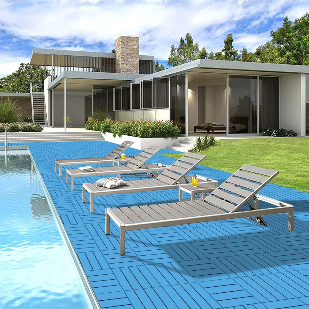 Plastic Interlocking Deck Tiles, 9 Pack Balcony Flooring, 12"x12" Waterproof Outdoor Flooring All Weather Use, Patio Floor Decking Tiles for Porch Poolside Backyard Concrete, Dark Blue - Image 2