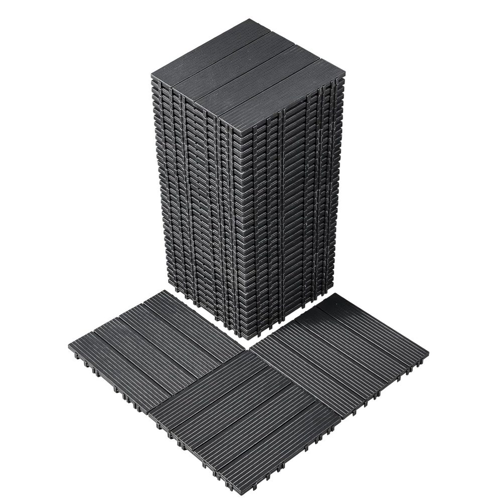 36 sq. ft Plastic Interlocking Deck Tiles, 36 Pack,12"x12" Waterproof Non-Slip Outdoor Flooring All Weather Use, Patio Floor Decking Tiles for Porch Poolside Balcony Backyard, Dark Grey