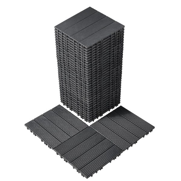 36 sq. ft Plastic Interlocking Deck Tiles, 36 Pack,12"x12" Waterproof Non-Slip Outdoor Flooring All Weather Use, Patio Floor Decking Tiles for Porch Poolside Balcony Backyard, Dark Grey