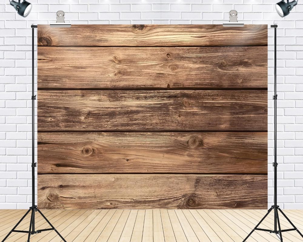 7x5FT Wood Wall Backdrop Natural Brown Wooden Floor Backdrops Photo Props Baby Shower Birthday Wedding Party Retro Wood Wall Background - Image 2