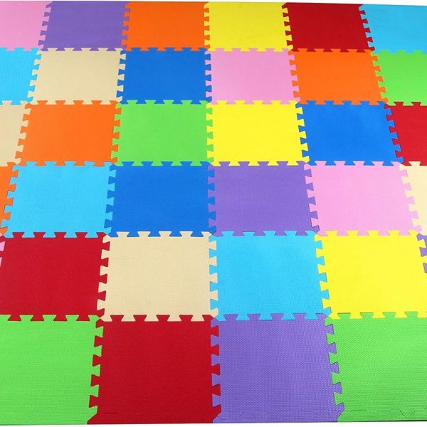 Foam Floor Tiles for Kids - Non-Toxic Comfortable Baby Play Mat and Interlocking Foam Tiles for Crawling & Development, Soft Play Mat for Babies, 36 Tiles Cover 36 SQ SF