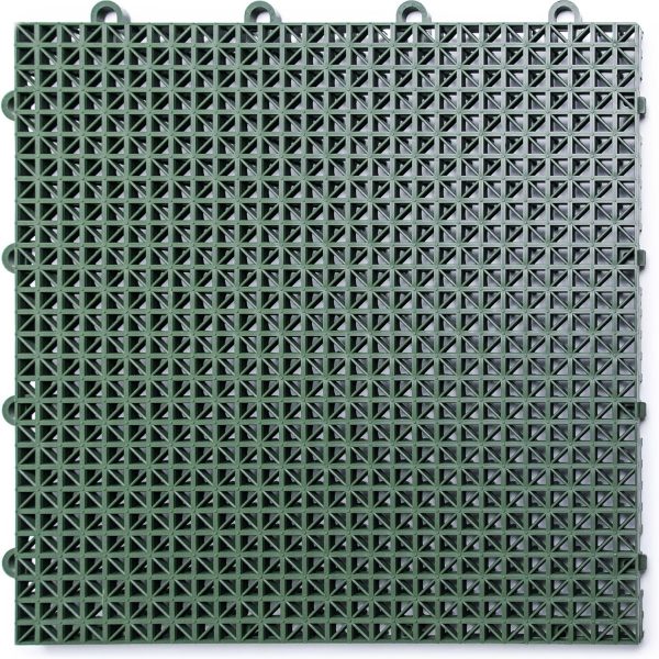 Outdoor Modular Deck Tiles, Interlocking, Slip-Resistant, Self-Draining, Durable Plastic Flooring, Easy Install, UV & Water Resistant, Made in USA, 40 Pack, Green