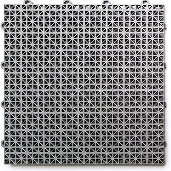Outdoor Modular Deck Tiles, Interlocking, Slip-Resistant, Self-Draining, Durable Plastic Flooring, Easy Install, UV & Water Resistant, Made in USA, 40 Pack, Gray